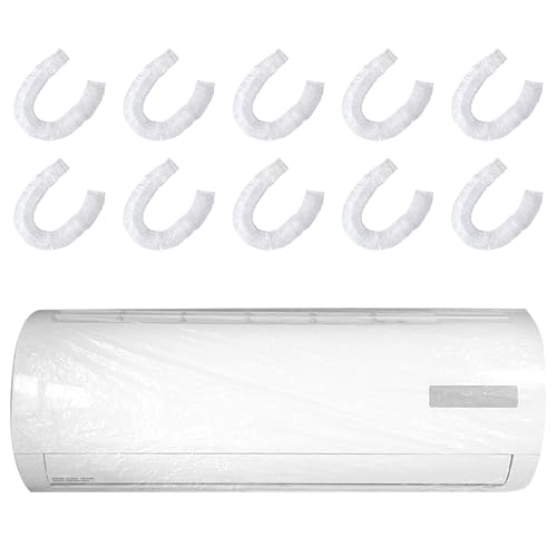 ReignSword Paquete de 10 fundas de aire acondicionado en el interior, película de cubierta de aire acondicionado para aire acondicionado mini dividido, impermeable, transparente, cubierta antipolvo