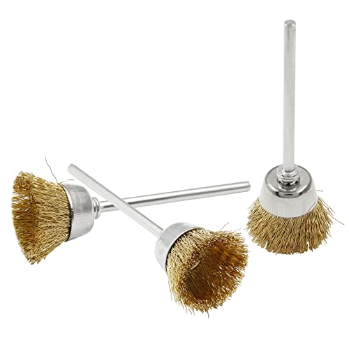 Image of 20Pcs Wire Wheel Brushes Cup-Shape Brass Wire Brushes with 3 /32 inch Shank for Rotary Tools, Bowl-Shape Polishing Cleaning Tools