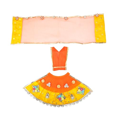 Conjunto decorativo de vestido Poshak Radha-Krishna y Ganesh-Laxmi para estatua 4" miniatura 2
