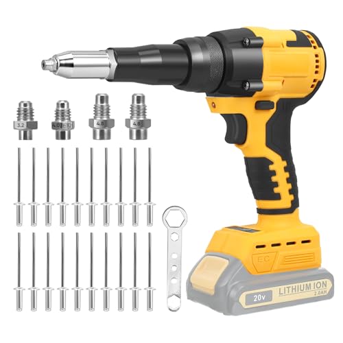 Cordless Rivet Gun Compatible with Dewalt 20V Battery, 3/16" 5/32" 1/8" Brushless Rivet Gun with LED Light, Adjustable Speeds & 20 Rivets, Portable Automatic Rivet Nut Gun Kit (Batteries not Included) 1 Cordless Rivet Gun Compatible with Dewalt 20V Battery, 3/16" 5/32" 1/8" Brushless Rivet Gun with LED Light, Adjustable Speeds & 20 Rivets, Portable Automatic Rivet Nut Gun Kit (Batteries not Included)