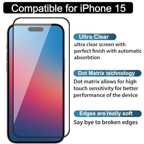 Image of Premium Tempered Glass Screen Protector with Camera Lens Protector for iPhone 15 - [2-Pack] Ultra-Clear, Anti-Scratch, Easy Installation