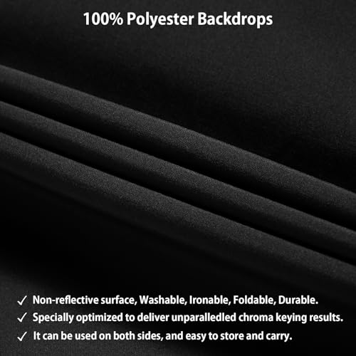 UTEBIT Black Backdrop 10x10FT, Black Photo Backdrops for Photoshoot, Chromakey Polyester Fabric Pure Black Photo Backdrop Curtain for Portrait Photoshoot Party Photography Video (Backdrop Only) - Thumbnail 2
