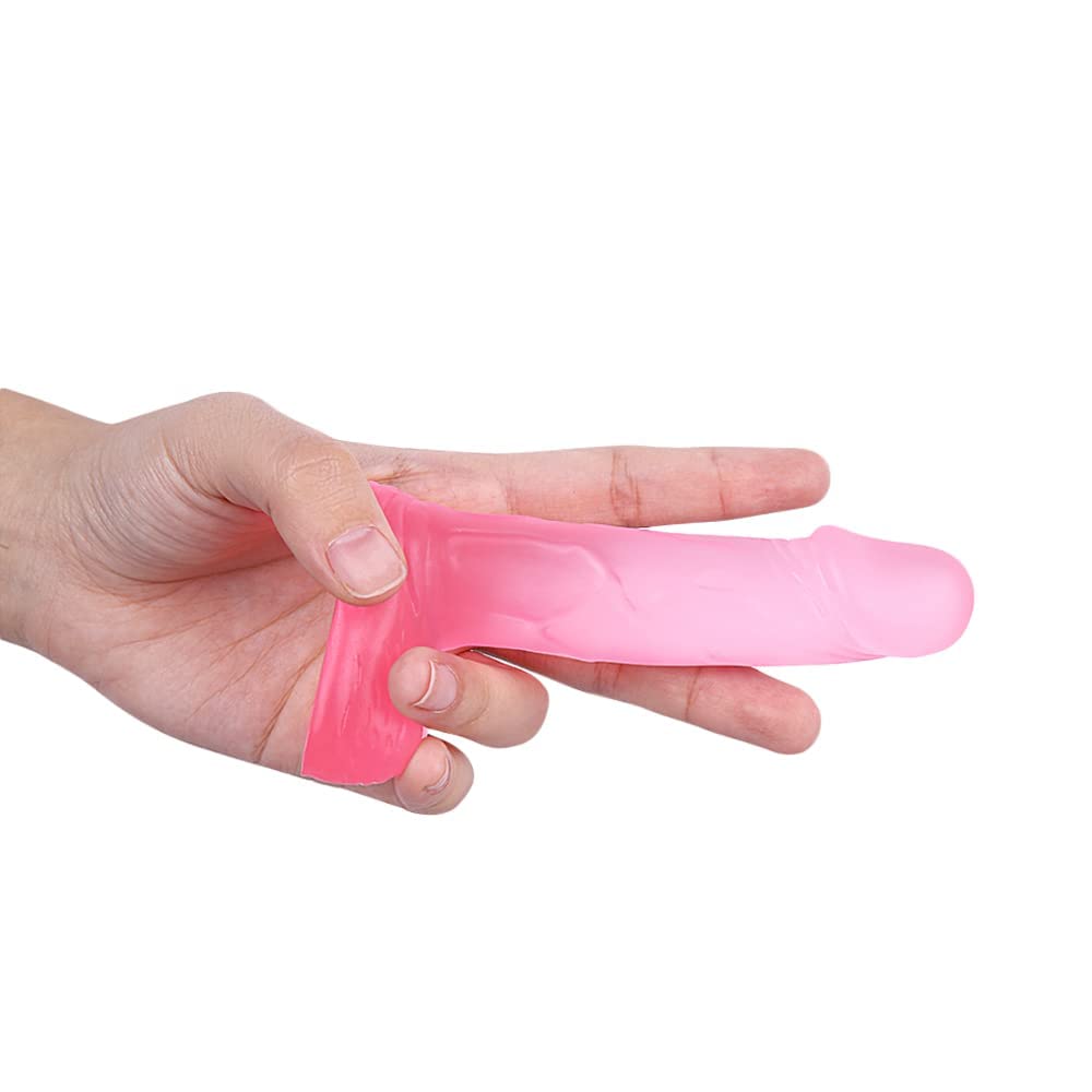 4 Inch Silicone Realistic Suction Mini Dildo Beginner Anal Plug Soft Dildo with Curved Shaft and Balls Sex