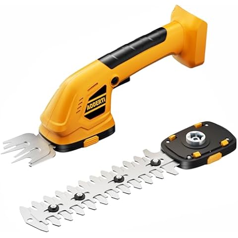 AODERTI Cordless Hedge Trimmer for DEWALT 20V Max Battery, 2 in 1 Electric Bush Trimmer, Grass Trimmer & Weed Trimmer for Yard & Lawn (Battery not Included), Yellow Cover