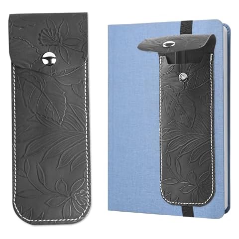 Hennaja Adjustable Elastic Band Pen Holder for Notebooks, Pen Sleeve Pouch for Journals, Pencil Holder, Bible Planner Accessories, Cute Pencil Case(1-Black) Cover