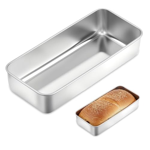 Hmcey Molde Para Pan Acero Inoxidable 30.5 X 13 X 7.6 Cm,Moldes De Pan Para Horno,Molde Bizcocho Rectangular,Moldes Reposteria Metalicos,Formas Para Bolos Lavavajillas Para Pasteles, Tostadas, Panes