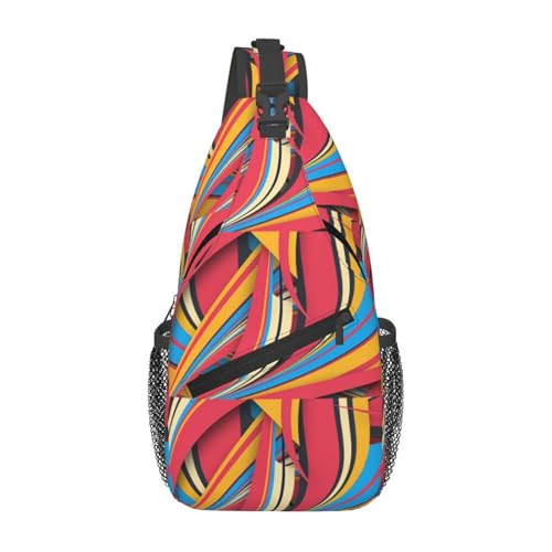 Colorful Stripes Stylish Men'S Messenger Bag - Durable Polyester, Huge Capacity & Adjustable Strap