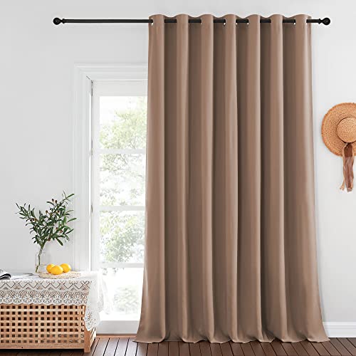 NICETOWN Patio Curtain Room Darkening, Silver Grommet Blackout Window Treatment Thelma Insulated Room Divider Sliding Door Panel for Night Shift, Capp