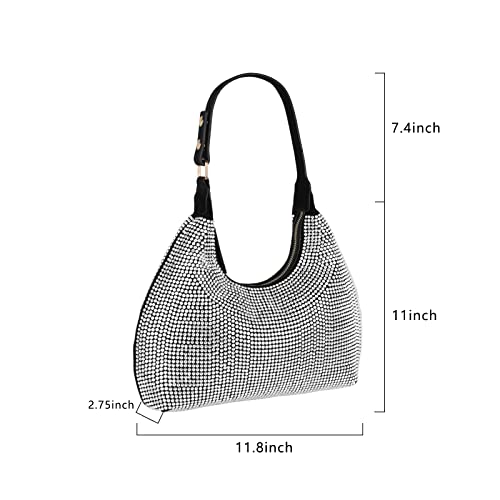 Gripit Rhinestone Handbag Purse Black Clutch Purses For Women Evening Shoulder Diamond Purse Bling Crystal Bag Purses For Wedding Prom #TOP2