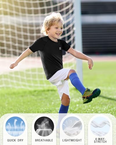 Boys' Compression Shirt, Youth Kids Short Sleeve Basketball Undershirt, Quick Dry Football Athletic Base Layer Tops4
