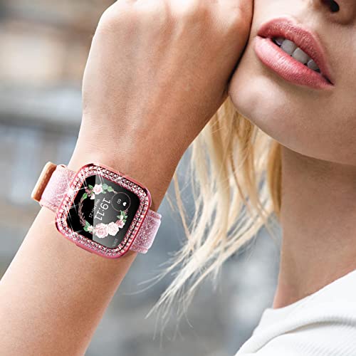 Chanchy 10 Pack Compatible With Fitbit Versa 2 Screen Protector Case, Soft Tpu Full Protective Case Cover Bumper Bling Crystal Diamond Frame For Fitbit Versa 2 Smart Watch, 10 Packs #TOP6