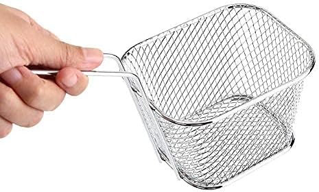 Miniatura 4 de Cesta para freidora de alambre de 8 piezas, mini chips de acero inoxidable, cestas para freír alimentos, colador de presentación de alimentos,
