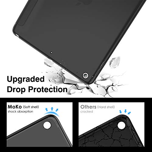 MoKo Case Fit New iPad 8th Generation 10.2" 2020 / iPad 7th Gen 2019, iPad 10.2 Case with Stand, Soft TPU Translucent Frosted Back Cover Slim Smart Shell for iPad 10.2 inch, Auto Wake/Sleep,Black