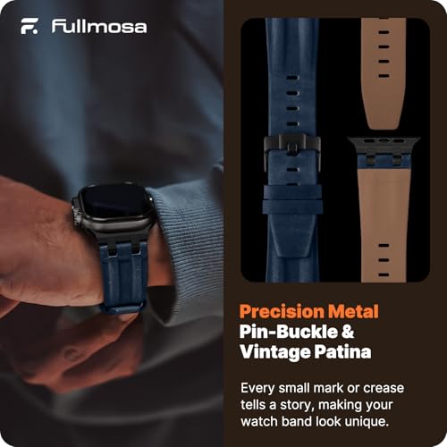 Image of Fullmosa Premium Leather Strap for Apple Watch Ultra 3 /2 /1 49mm (No Watch) | 46mm 45mm 44mm 42mm Luxurious Soft Vintage Business Band for SE 3 /2 /1 Series11 10 /9 /8 /7 /6 /5 /4