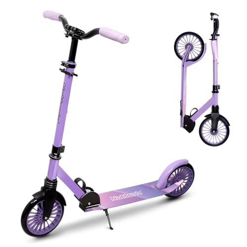 Nattork Kick Scooter for Age 5+ Kids Teens Adults, Max Load 240 LBS, Adjustable Height Foldable with 8