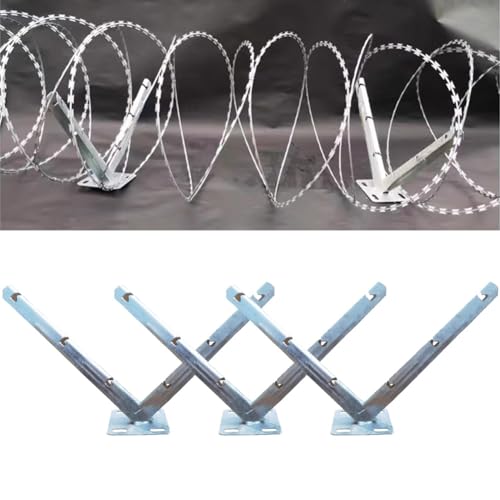 Rallonges de bras de support en V pour clôture barbelée - Lot de 3 robustes 55x32 cm