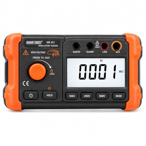 Kusam Meco KM 373 Insulation Tester, 200GΩ Digital Insulation Resistance Tester, 1000V 2500V 5000V Test Voltage, AC/DC Voltage, LED Display, 1 Year Warranty Deal