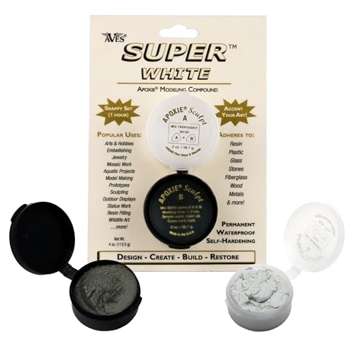 Aves Apoxie Sculpt Super White - 2 Part Modeling Compound (A & B) - 1/4 Pound, Apoxie Sculpt for Sculpting, Modeling, Filling, Repairing, Easy to Use Self Hardening Modeling Compound