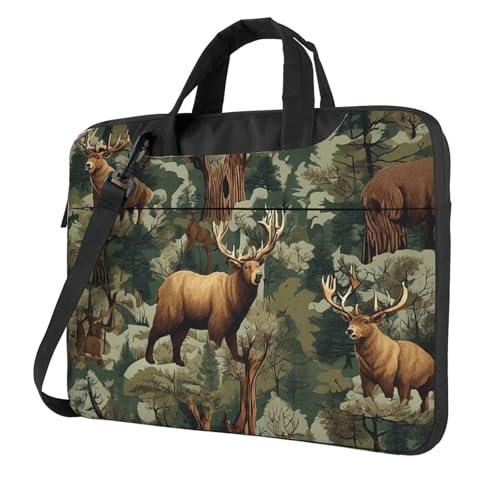 Sac ordinateur portable 13 pouces noir antichoc avec motif cerf ours élan