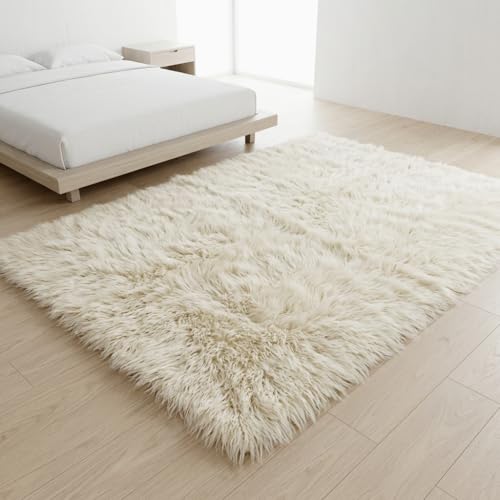 Tapete Flokati Shag Largo 3" Lana Natural 6x9 miniatura 4