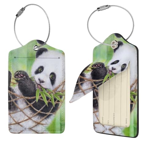 Étiquette de bagage en cuir imprimé animal mignon avec boucle robuste pour valise de voyage