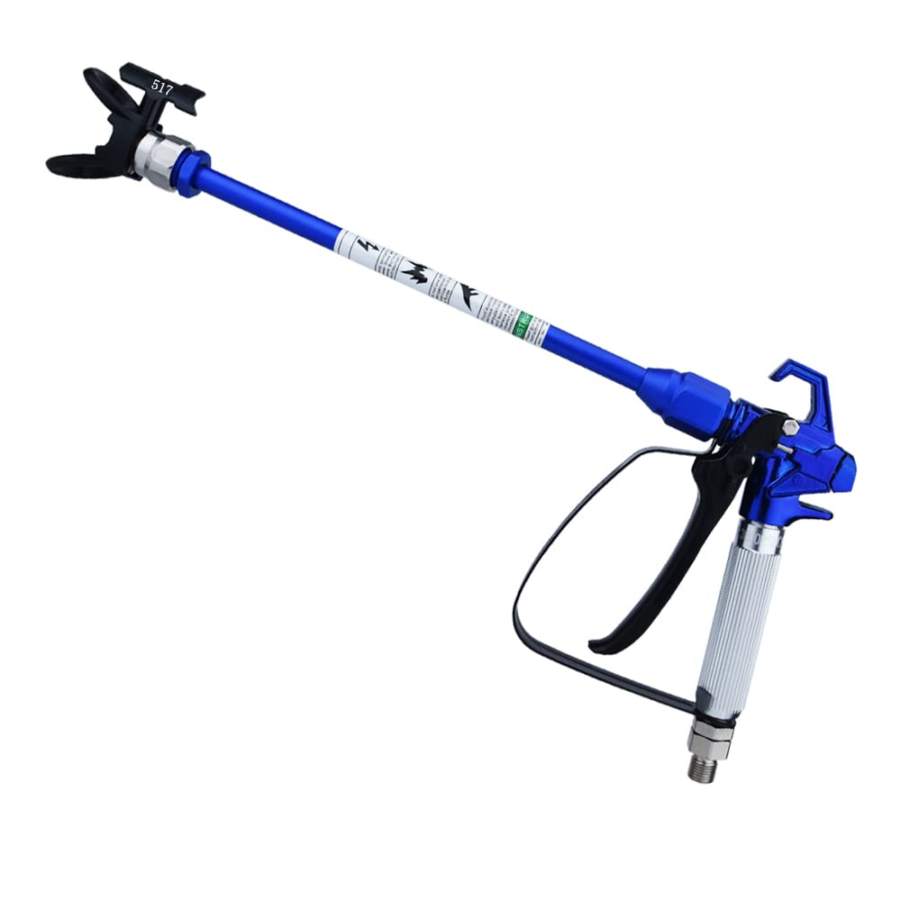Airless SJG Airless Paint Spray Gun with Nozzle Guard and 517 Nozzle and 12 Inch Painting Extension Pole for Pump Sprayer 3600PSI High Pressure Spray Gun