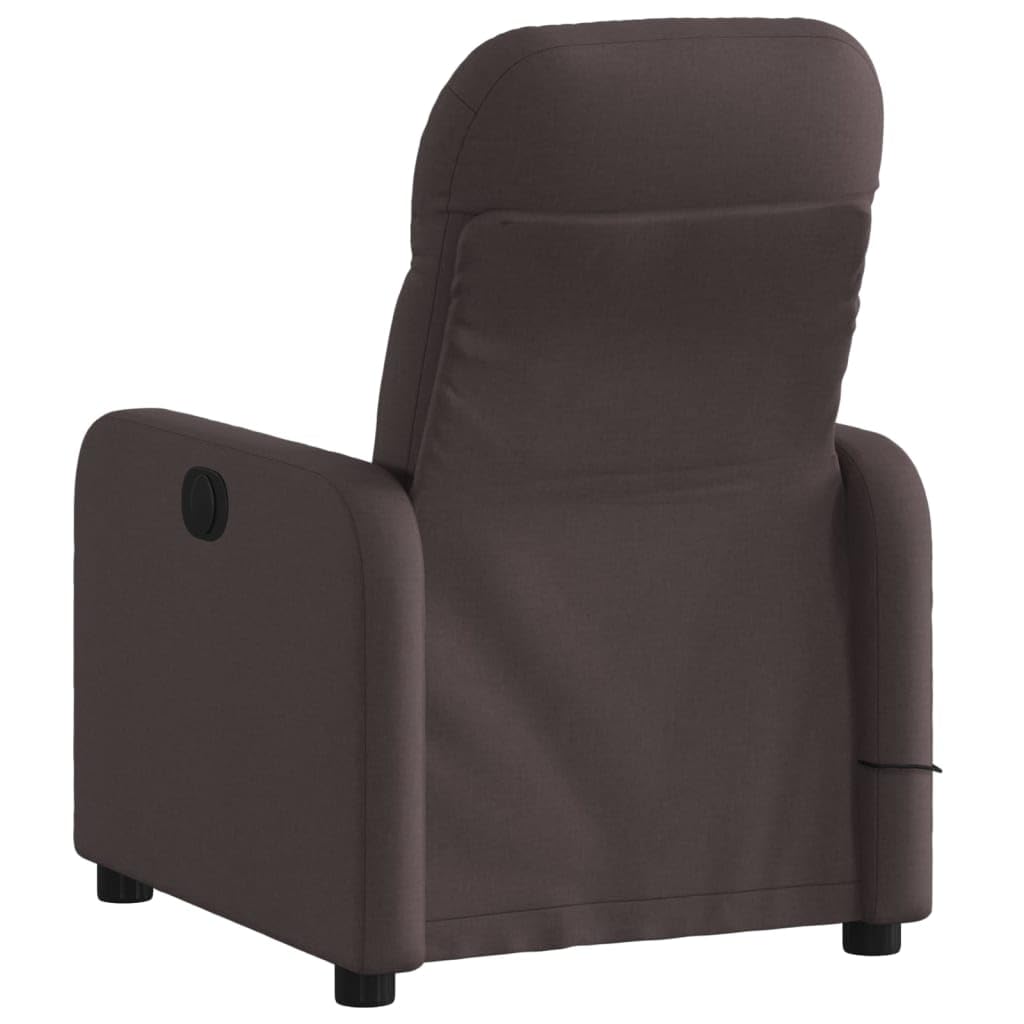 Poltrona Massaggio Reclinabile Elettrica Marrone Scuro Tessuto,Poltrona Relax,Poltrona Massaggiante,Poltrona Camera da Letto/Ufficio -3206791