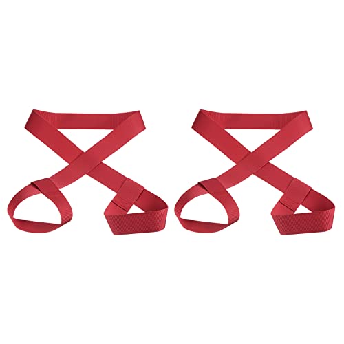 PATIKIL 126cmx3.8cm Roller Skate Leash, 2 Pack Adjustable Ski Boots Carrier Strap for Ski Boots, Roller Skates, Snowboard Boots, Yoga Mats, Red