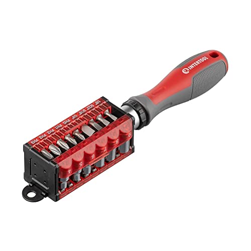 Intertool 31-Piece Ratchet Screwdriver Set, Compact Multi-Bit Driver, Bit And Socket Set, Attachable Storage Case Vt08-3374 #TOP4