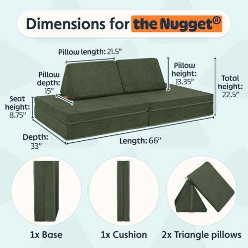 Image of Nugget - The Original Play Couch for Kids - Modular Foam Children's Sofa for Playroom, Imagination, & Creative Open Ended Play - Washable & Convertible Playroom Furniture, Willow