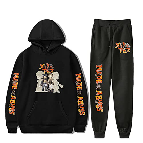 acsefire Unisex Anime Made in Abyss Hoodie Hose Trainingsanzug Nanachi Reg Langarm Sweatshirt Elastic Waist Jogginghose 2 Stück/Set Cover