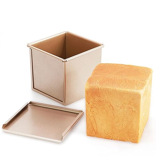 Yannjie Mini molde de caja con tapa, capacidad de masa, antiadherente, rectangular, , para hornear en el horno