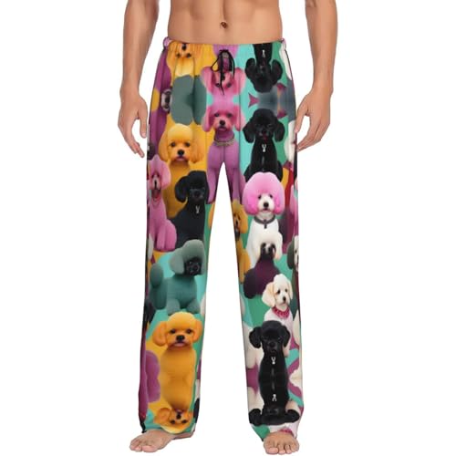 Pantalon de pyjama caniches Noir XL à jambes larges pour femme
