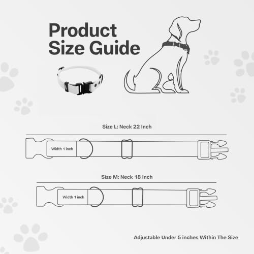 Image of Adil's Biothane Waterproof Dog Collar, Dog Leash & Collar Leash Combo | Heavy Duty TPU Coated Webbing | Adjustable Quick Release Buckle | Odour Resistant (White, L-22, Collar only)