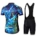 Uriah Men's Bicycle Jersey Bib Shorts Black Set Short Sleeve Reflective with Rear Zippered Bag Blue Universe Size M