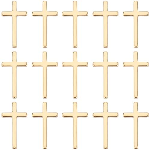 20 ciondolo a croce placcato oro:ci sono 20 pezzi in una scatola di questo ciondolo a croce in rame e oro. Perfetto per CHISS ama i gioielli in stile croce da creare per tante occasioni