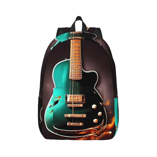 Sac à dos voyage décontracté adulte léger motif guitare verte