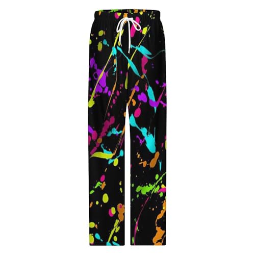 Glow In Dark Splatter Neon 2 Comfy Pajama Pants Adjustable Sleepwear Beach Pants for Men4