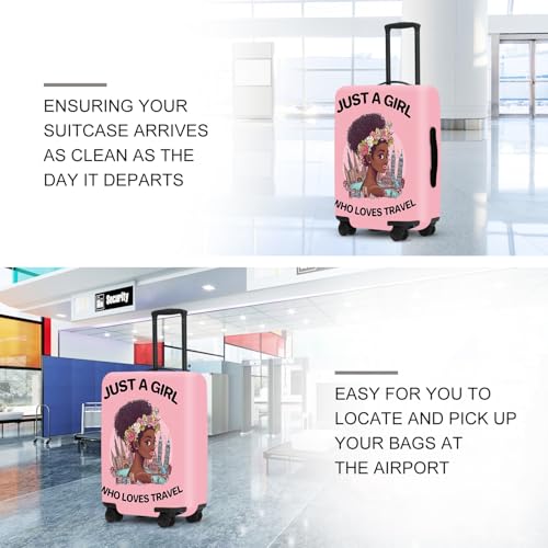 Image of inchJust a Girl Who Loves Travel inch Luggage Cover, City Explorer Suitcase Protector, Waterproof Anti-Theft Design, Wanderlust Gifts for Women