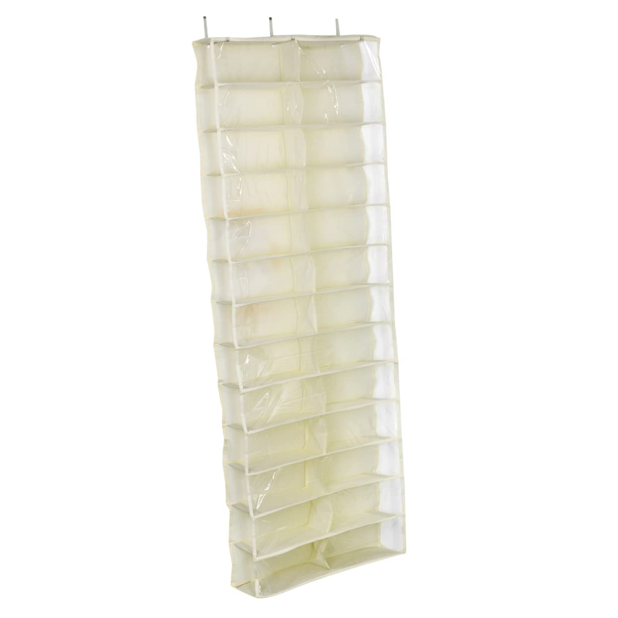 Organizador de Zapatos 26 Bolsillos Grandes, Colgador sobre Puerta | Poliéster y Metal, Gancho Incluido, para Pasillos Estrechos y Dormitorio, Beige