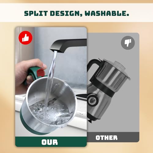 Image of Electric Spice and Nut Grinders - 3 Stainless Steel Blades, 1 Filter, 1 Brush - 500W Grinder for Kitchen, Dry Use (Green)