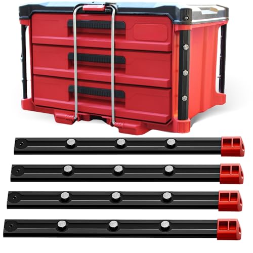Alpha Engineered Threaded Replacement Packout Rails -10.4" (265mm) Compatible with Milwaukee Packout Drawer Tool Boxes (48-22-8442, 8443, 8444, 8447) - Aluminum Rails - Fits Packout Accessories-Black