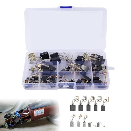 40pcs Carbon Brushes for Power Tools, 10 Sizes Carbon Brushes Replacement Set Repair Power Tools Carbon Brush Holder Repair Kit for Power Tools, Angle Grinder, Electric Hammer Drill