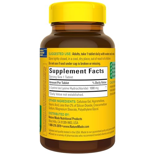 Nature Made L-Lysine 1000 mg 60 Tablets