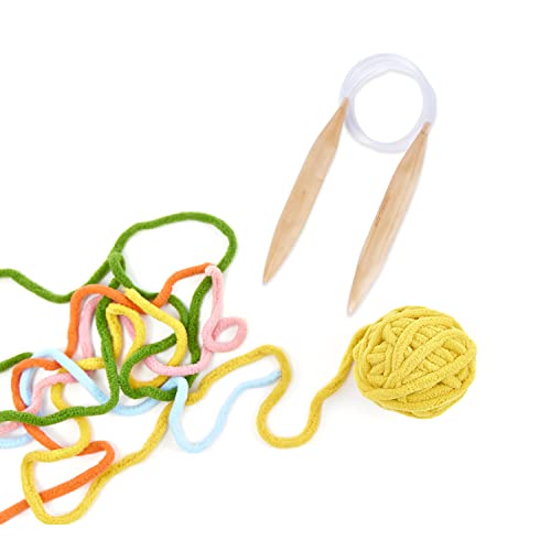 3 Pcs Jumbo Wooden Circular Knitting Needles Set Natural Wood Double Pointed Round Bamboo Needle With Cable For Chunky #TOP5