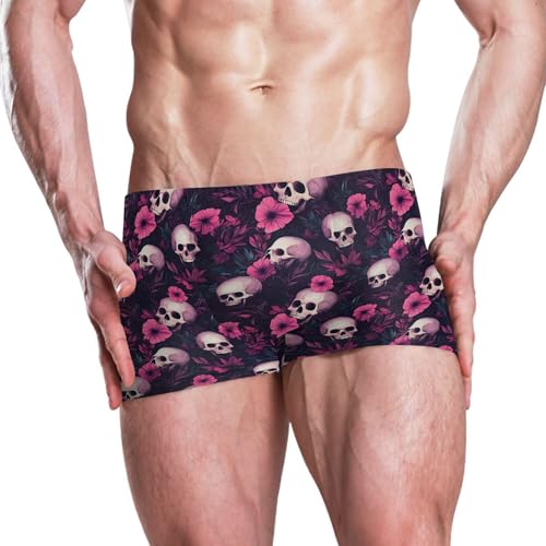 Skull Flower Mens Swim Trunk Swimwear Bathing Suit Swim Brief Square Leg Board Short S B04044942