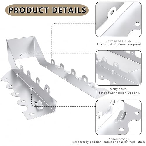Image of 25 pcs 2x8 Joist Hangers with Screws, Galvanized Face Mount Hurricane Tie | 20-Gauge Steel Rafter Ties Clips, for Wood Posts Floor Deck Ceiling Trusses, Lumber Beam Connectors