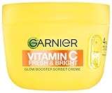 Garnier Vitamin C Fresh & Bright Glow Booster Sorbet Creme – Gesichtspflege mit 4% Niacinamid & Vitamin C für strahlenden Glow – Feuchtigkeitscreme gegen dunkle Flecken & Pigmentflecken – 50ml