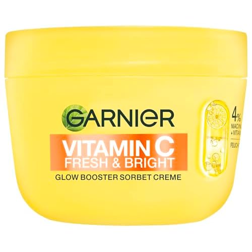 Garnier Vitamin C Fresh & Bright Glow Booster Sorbet Creme – Gesichtspflege mit 4% Niacinamid & Vitamin C