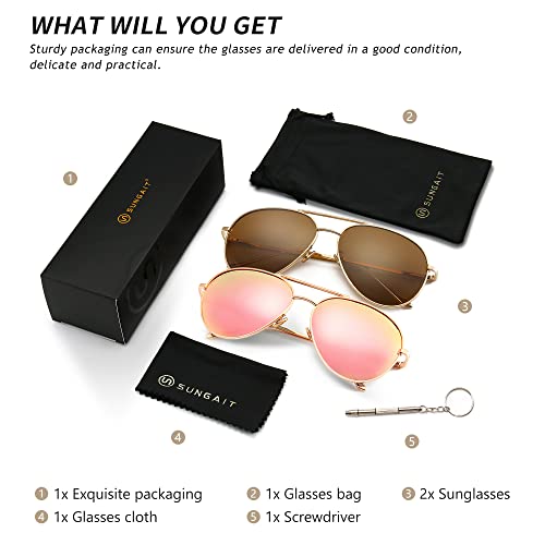Image of SUNGAIT Women's Lightweight Oversized Aviator Sunglasses